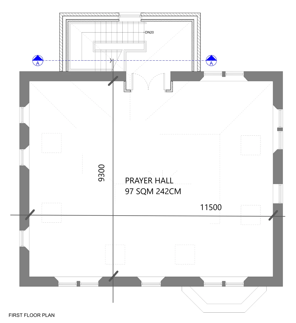 Architect's plan of the first floor at the Lindley Centre.